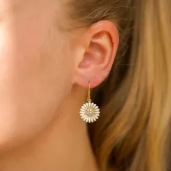 14,5 mm margriet zirkoon oorbellen in verguld zilver - Matilda