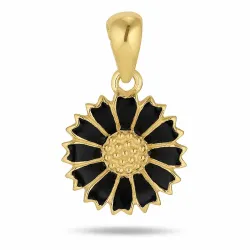 11 mm margriet zwart hanger in verguld sterlingzilver - Marie