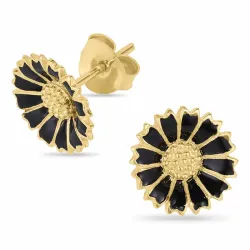 11 - 12 MM margriet zwart oorsteker in verguld zilver - Marie