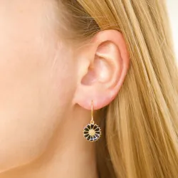 11 - 12 MM margriet zwart oorbellen in verguld zilver - Marie