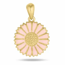 15 mm margriet pink hanger in verguld sterlingzilver