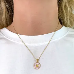 15 mm margriet paarse hanger in verguld sterlingzilver - Marie