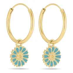 18 mm margriet blauwe creool in verguld zilver - Marie