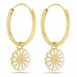 18 mm margriet blauwe creool in verguld zilver - Marie