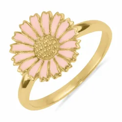 12 mm margriet roze ring in verguld sterlingzilver