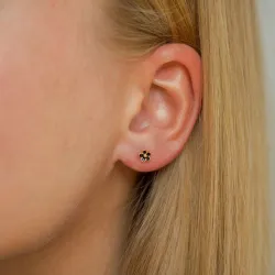 5 mm margriet zwart oorsteker in verguld zilver - Majse