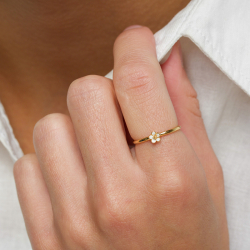 5 mm margriet witte ring in verguld sterlingzilver - Majse