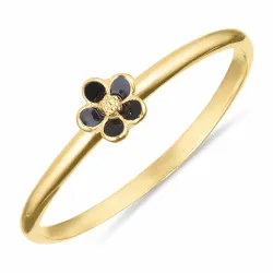 5 mm margriet zwart ring in verguld sterlingzilver - Majse