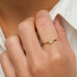 4,5 mm margriet blauwe ring in verguld sterlingzilver - Majse