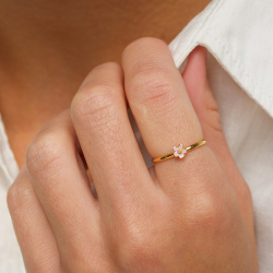 5 mm margriet paarse ring in verguld sterlingzilver - Majse