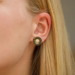 14 mm margriet zwart zirkoon oorsteker in verguld zilver - Matilda