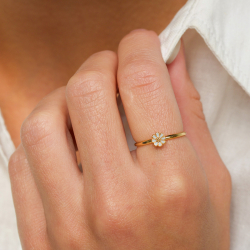 5 mm margriet blauwe ring in verguld sterlingzilver - Maggie