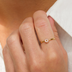 5 mm margriet paarse ring in verguld sterlingzilver - Maggie