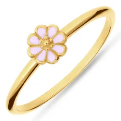 5 mm bloem roze ring in verguld sterlingzilver