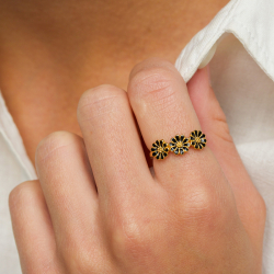 margriet zwart ring in verguld sterlingzilver - Maggie