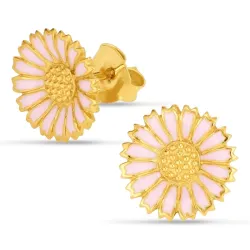 11 - 12 MM margriet pink oorsteker in verguld zilver