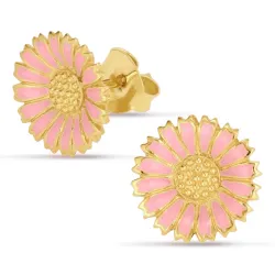 11 - 12 MM margriet pink oorsteker in verguld zilver - Marie