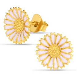 11 - 12 MM margriet paarse oorsteker in verguld zilver - Marie