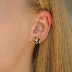 11 - 12 MM margriet zwart oorsteker in verguld zilver - Marie
