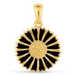 15 mm margriet zwart hanger in verguld sterlingzilver - Marie
