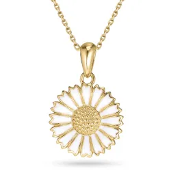 15 mm margriet ketting met hanger in verguld sterlingzilver