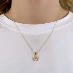 12 mm margriet ketting in verguld sterlingzilver - Marie