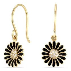 11 mm margriet zwart oorbellen in verguld zilver - Matilda