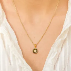 11 mm margriet zwart zirkoon hanger in verguld sterlingzilver - Matilda