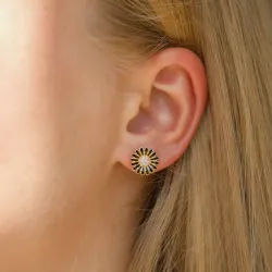 10 - 11 mm margriet zwart zirkoon oorsteker in verguld zilver - Matilda