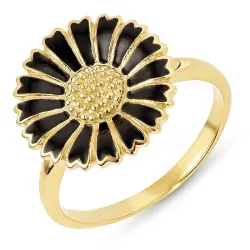 14 mm margriet zwart ring in verguld sterlingzilver - Marie