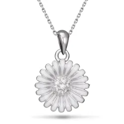 14 mm margriet zirkoon ketting in zilver - Matilda