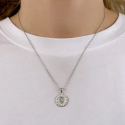 14 mm margriet zirkoon ketting in zilver - Matilda