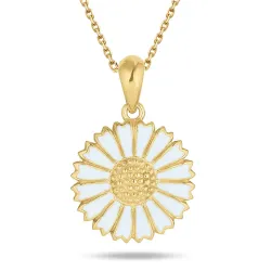 15 mm margriet blauwe ketting in verguld sterlingzilver - Marie