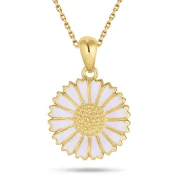 15 mm margriet paarse ketting in verguld sterlingzilver