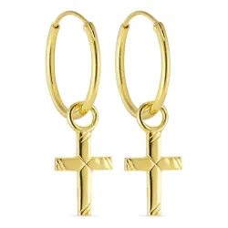 14 mm kruis creool in verguld sterlingzilver - Amoré