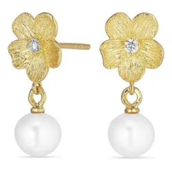 bloem oorbellen in verguld sterlingzilver