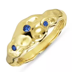blauwe zirkoon ring in verguld sterlingzilver