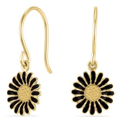 11 mm margriet zwart oorbellen in verguld zilver - Matilda