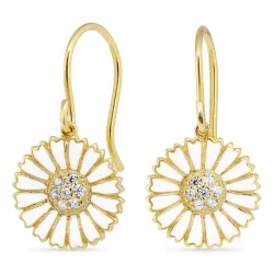 14 mm margriet zirkoon oorbellen in verguld sterlingzilver - Marie