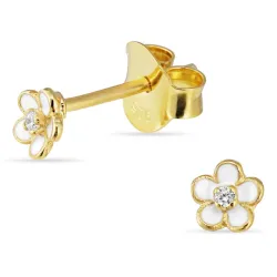 4,5 mm margriet zirkoon oorsteker in verguld sterlingzilver - Majse