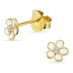 5,5-6 mm margriet zirkoon oorsteker in verguld sterlingzilver - Majse