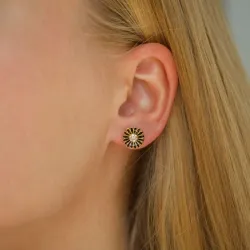 10 - 11 mm margriet zwart oorsteker in verguld sterlingzilver - Marie