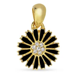 11 mm margriet zwart hanger in verguld sterlingzilver - Marie