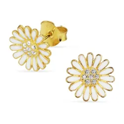 11 mm margriet oorsteker in verguld sterlingzilver - Matilda