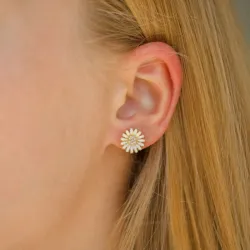 11 mm margriet oorsteker in verguld sterlingzilver - Matilda