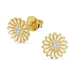 10 mm margriet zirkoon oorsteker in verguld sterlingzilver - Marie