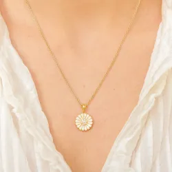 14 mm margriet zirkoon hanger in verguld sterlingzilver - Marie