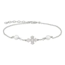 10 x 8,5 mm dagmarkruis parel armband in zilver