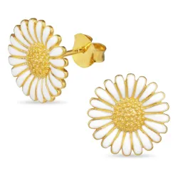 14,5 mm margriet witte oorsteker in verguld sterlingzilver - Matilda