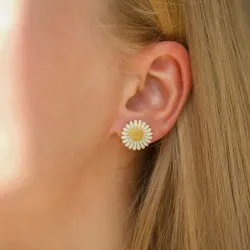 14,5 mm margriet witte oorsteker in verguld sterlingzilver - Matilda